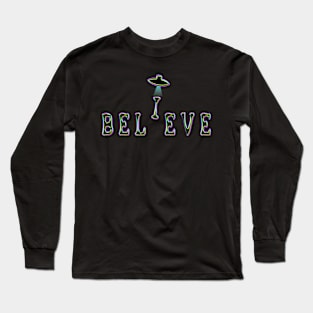 Believe UFO Design Long Sleeve T-Shirt